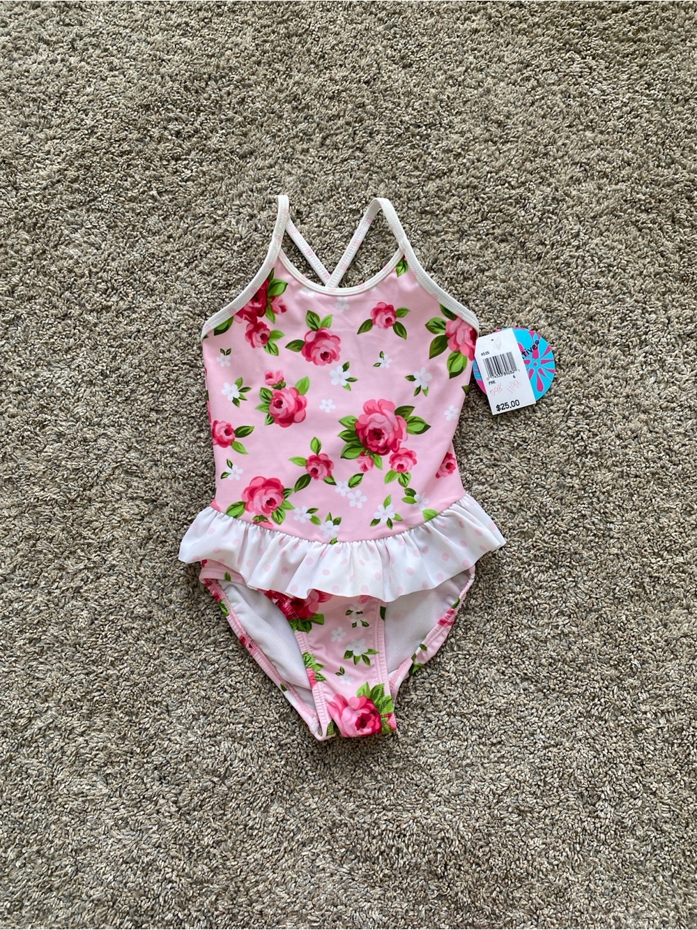 Pink Floral Ruffle One-Piece Swimsuit for Kids